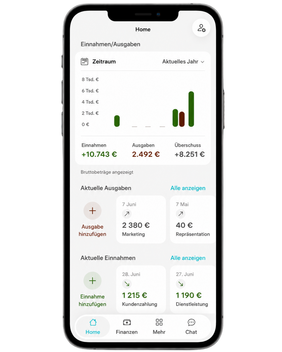 Übersicht in der SmartFinanz24 App