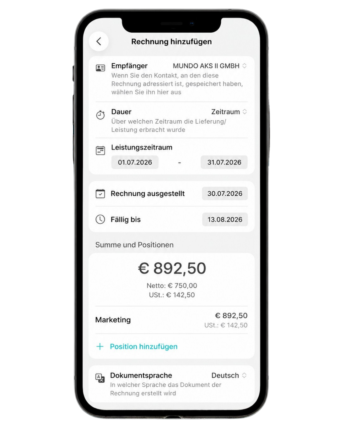 Rechnung in SmartFinanz24 erstellen